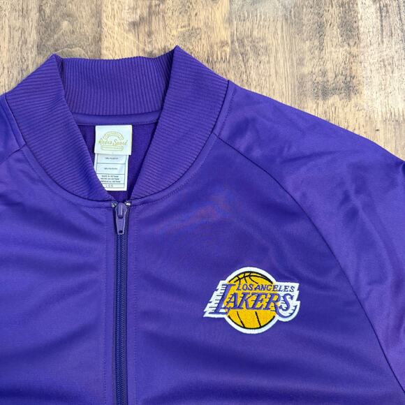 NBA Lakers LA Los Angeles Bomber Jacket Retro Zip Basketball Purple Unisex Large - Picture 5 of 10